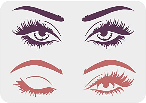 FINGERINSPIRE Augen Schablonen Zum Malen 29.7x21cm Schöne Augenschablonen, Zwei Paar Augen Und Augenbrauen, Wiederverwendbare Frauen Augenmuster Schablone DIY Art Decor Für Holzschilder, Segeltuch
