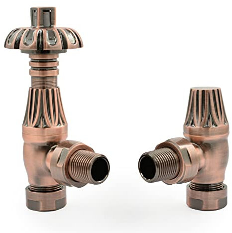 Hot Flow | Lincoln Traditional Thermostatic Radiator Valve - Angled TRV (Antique Copper)