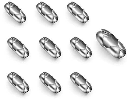 LICQIC Roller Blind Cord Connector Clips, Replacement Pull Ball Chain Connector fits 4.5mm Roller, Roman and Vertical Blinds, 10 Pcs Stainless Steel