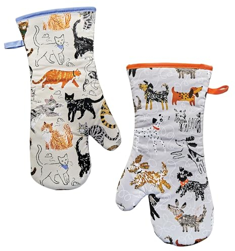 Ulster Weavers - Feisty Cats Gauntlet Oven Glove (37 x 20cm) - 100% Cotton - 1 Piece - Cat & Leopard Print Oven Glove Heat Resistant - Leopard Oven Glove - Kitchen Accessories - Cat Lovers Gifts
