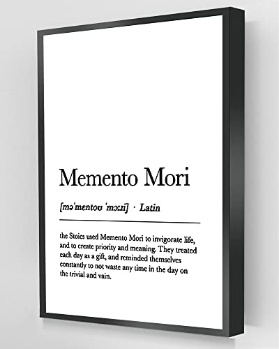RCVTVPV Stoic Zitat Leinwand Wandkunst Memento Mori Stoic Definition Poster Lustige Büro Wandkunst Wanddekoration für Home Office Wohnung fertig zum Aufhängen (schwarzer Metallrahmen, 20,3 x 30,5 cm)