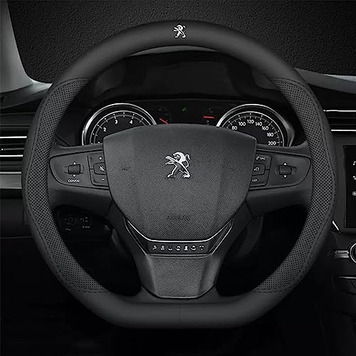 DOMOJT Couvre Volant en PU Cuir pour Peugeot 308 408 508 205 206 208 3008 2008 4008 5008 103 106 307, Microfibre PU Cuir Antidérapant Respirant Protège-Volant,B