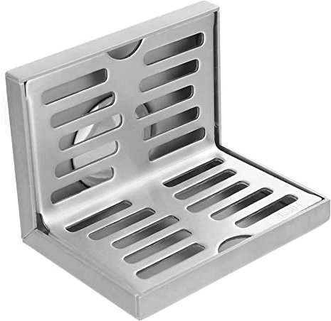 ECUCU Wandseitiger Bodenablauf, Edelstahl-Duschablauf, Balkon, Wand-Eck-Bodenablauf, L-förmige horizontale Entwässerung, gleichlagiger Abfallfilter for Badezimmerzubehör, Silber