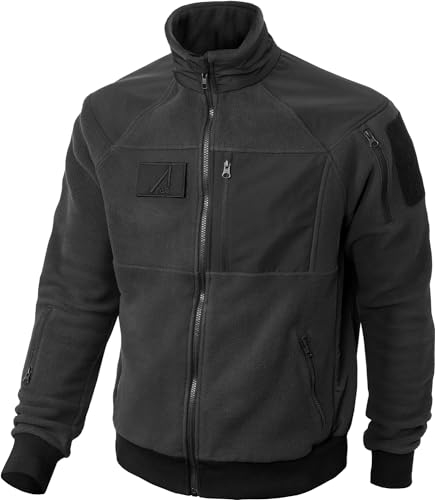 ACE Giacca in Pile Schakal Slim Fit - Giacca Outdoor per Ciclismo, Escursionismo e Trekking - Sportiva e Calda - Nero - L