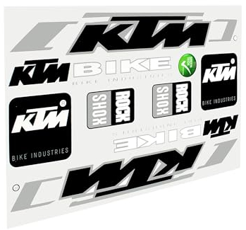 9 Aufkleber KTM Bike Industries Logo Sticker auf Bogen 17,2 x 24,8cm Schwarz-Silber Fahrrad E-Bike
