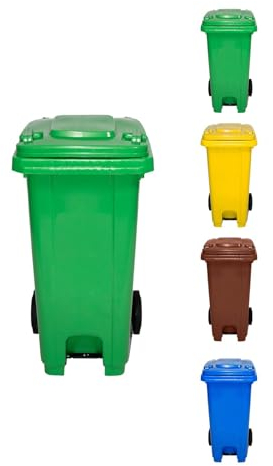 Jardin202 - Cubo de Basura 120 Litros con Pedal y Ruedas | Contenedor de Basura Robusto con PEDAL | 120 L (Azul)