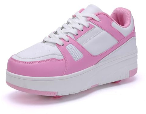 ENEN Schuhe mit Rollen für Jungen & Mädchen, Outdoor Turnschuhe mit Rollen Versenkbarer, Schuhe mit Rollen Kinder, 2-in-1 Roller Schuhe Turnschuhe mit 4 Rollen