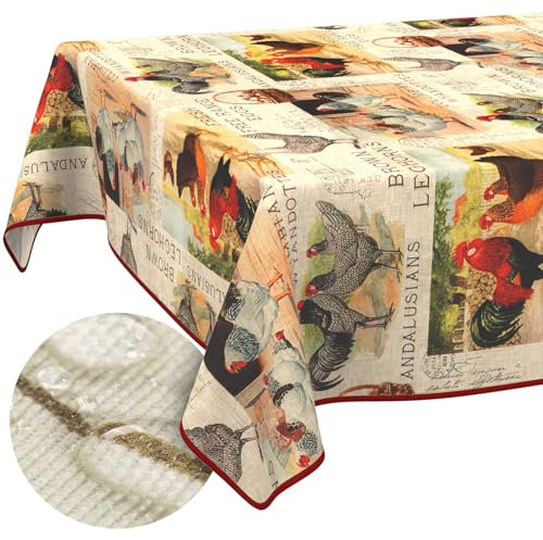 Tischdecke Stoff abwaschbar Tischtuch Tafeldecke pflegeleicht Lotuseffekt schmutz- & wasserabweisend für Indoor Outdoor Tischdecke 180x120cm mit Saum (Eingefasst) Bauernhof