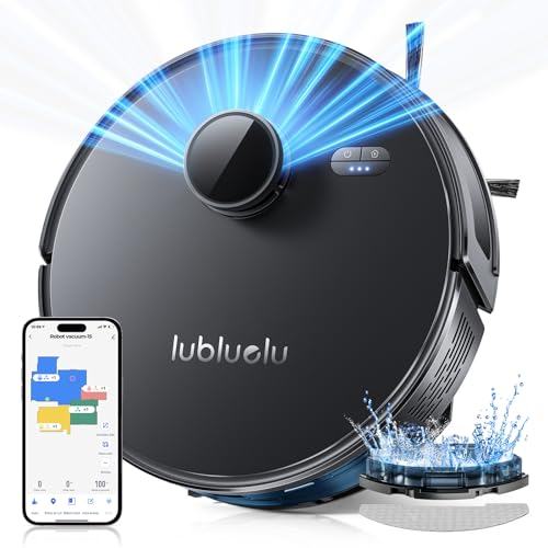 Lubluelu Robot Aspirapolvere Lavapavimenti con Mappatura 5000Pa a 5 Piani, Robot Lavapavimenti e Aspirapolvere Laser 360°, Robot Vacuum Mop 3 in 1 per Pavimento e Peli Animali (L15)