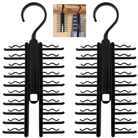 2 Pezzi Portacravatte da Armadio a Forma di X con Clip Antiscivolo Porta Cravatte e Cinture Gancio e Girevole 360° per Cravatte Appendere Cinture Sciarpe Appendicravatte da Armadio Nero