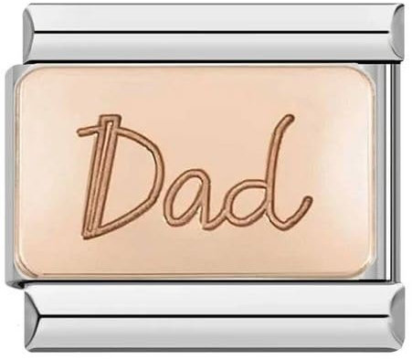 Dad Rose Gold 9mm Italian Charm Compatible With 9mm Modular Link Bracelet