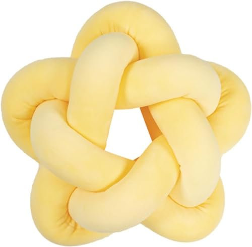 Knotenkissen Knotenkugelkissen Rundkugel Dekokissen Weiches Knotenkissen Plüschknotenkissen Sternknotenkissen Kissen Weiches Rückenkissen (Gelb,Eine Größe)