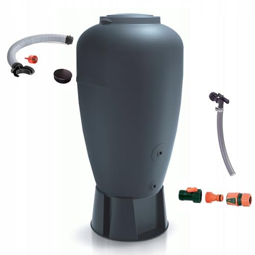 Dikel - AQUACAN - Regentonne - Wassertank - Regenfass - Regenwassertonne mit Zubehör - Regenwassertank - Wassertonne, Wasserfass, Regenwasserspeicher - 440l, Anthrazit