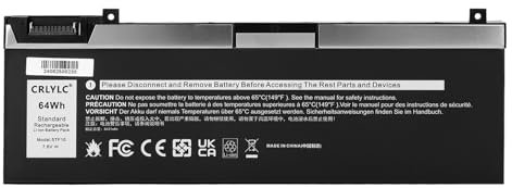 CRLYLC 7,6V 64Wh 5TF10 Batería para DELL Precision 7530 7540 7730 7740 Mobile Workstation P34E P34E001 P34E002 P74F P74F001 P74F002 NYFJH RY3F9 0RY3F9 7M0T6 GHXKY 05TF10 Notebook Battery