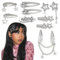 Calkkrer 10 Stück Silber Haarspangen Y2K, Metall Stern Haarklammern, Pentagramm Haarclips, Kleine Haaraccessoires, Silber Haarclips Frauen, Retro Kawaii Haarschmuck