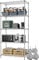 Nilpferd® Lagerregal,Regal,Gitterregal Metall,Vorratsregal,Kellerregal, Lagerregal aus Metall für Keller, Wohnzimmer, Büro, Easy verstellbare Ablagen, maximales Gewicht 500kg,(89x39x179cm H) Chrom