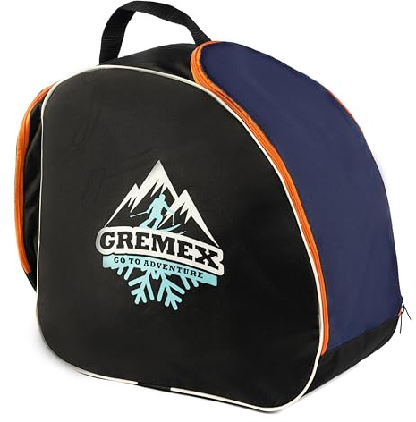 GREMEX Skischuhtasche mit Helm - Wasserfestem Skischuhtasche mit Helmfach - Tasche für Skischuhe und Helm - Titan-Nähte Skischuh Rucksack mit Helmfach - Widerstandsfähig Tasche Skischuhe mit Helm