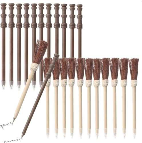 Stylo à bille de baguette magique,Stylo balai de sorcière,Foudre Tatouage Temporaire pour soirée à magique,décor d'Halloween,Faveur de cadeau d'anniversaire,récompenses scolaires,24pcs en tout