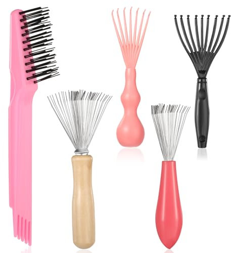 cobee 5 Pcs Hair Brush Cleaner Tool, Comb Cleaner Barber Brus Set, Maintenance Hair Comb Hair Brush Cleaning Tool For Removing Hair Dust Home Salon Use