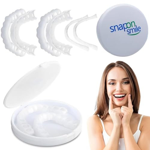 Dentier Sourire Parfait,Dentier Sourire Fausse,Facette Dentaire Cosmétique, 2 Paires Placages Fausses Dents Haut et Bas Temporaires pour Blanchiment Des Couvrir Les Dents Imparfaites