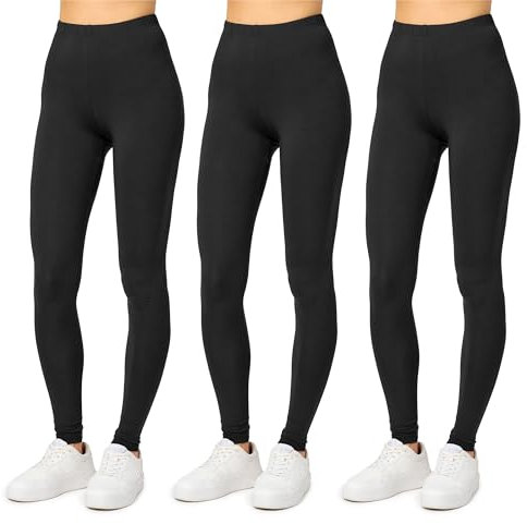 Merry Style Damen Lange Leggings aus Viskose MS10-143 (3-er Pack Schwarz, M)