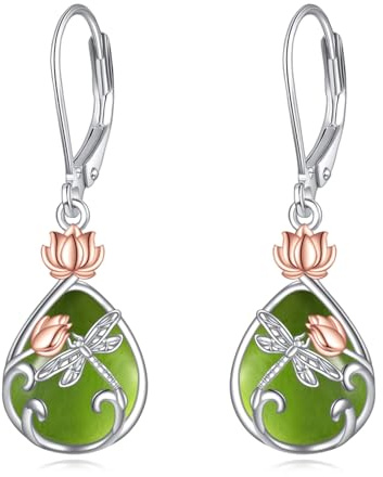 Mondstein Ohrringe 925 Sterling Silber Schmetterling/Libelle/Biene Blume Leverback Baumeln Tropfen Ohrringe Larimar Türkis Schmuck Geburtstag Geschenke für Damen Mädchen