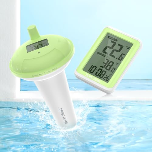 Kabelloses Pool-Thermometer, Schwimmendes Leicht Ablösbares Poolthermometer, Poolthermometer mit IPX10-Wasserschutz und Temperatur/Feuchtigkeitsmonitor für Innen- und Außenbereich für Badewannen