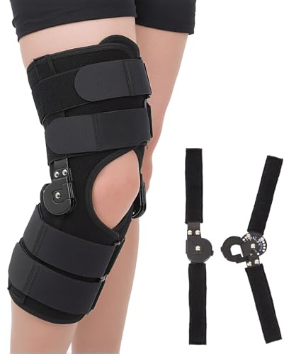 Mathgetin Hinged ROM Knee Brace, Post-Op Knee Immobilizer for Arthritis, ACL MCL PCL Injury, Adjustable Orthopedic Support (M)