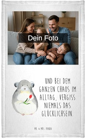 Mr. & Mrs. Panda Foto Handtuch Chinchilla Blume - Geschenk, mit, Liebeskummer, selbst gestalten, Fotohandtuch, Glücklichsein, Chinchillas, Büro, Foto-Handtuch, Lustige Sprüche, Fototuch, Chaos