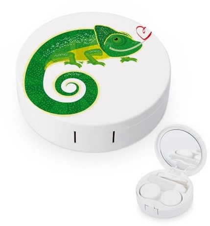 fkgvwo Contact Lens Case Green Lizard Contact Lens Box Travel Kit Portable for Travel & Home