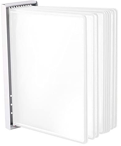 LEVIATAN Système Mural de Présentation A4 avec 10 Panneaux – Support Mural en Métal – Porte-Documents pour Bureau, Atelier, Entrepôt – Blanc