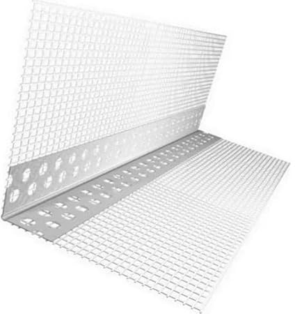 Équerre d'angle avec treillis en fibre de verre/PVC – 100 x 150 mm – Longueur 2 m – Lot de 50 pièces – Pour enduit et isolation extérieure (ETICS)