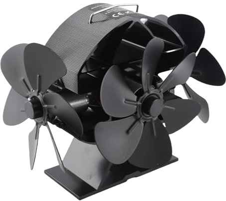 Aramox 3-Kopf-Holzofenventilator, Wärmebetrieben, Zirkuliert Warme Luft Effizient Bis zu 662 °F für Kamine und Holzöfen