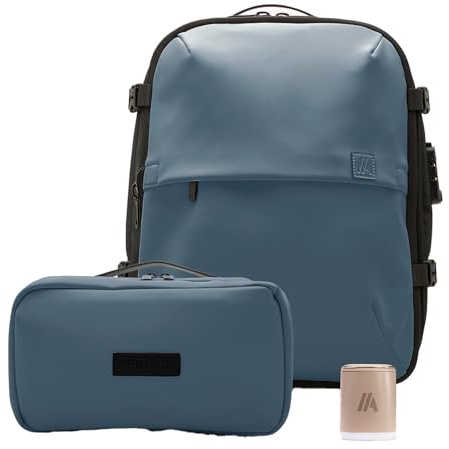Airback Zaino Sottovuoto Viaggio FLEX con Pompa - 16-23L, Trasportare o Rotolare, Pompa a Vuoto, Zaino Bagaglio a Mano con Sottovuoto per Cabina, Leggero & Espandibile, Resistente All'acqua, Blu