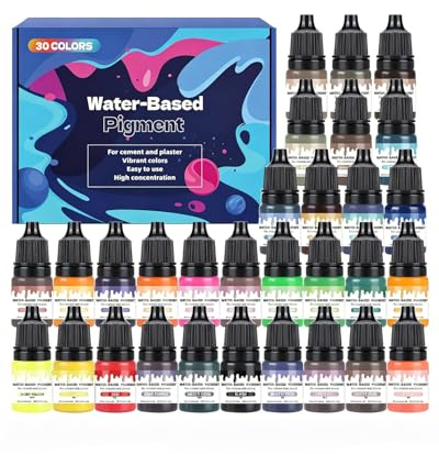 KAHZOR 30 Colori Pigmenti a Base d'Acqua Altamente Concentrati per Gesso Ceramico, Stampi, Resina Epossidica, Cemento & Fai da Te