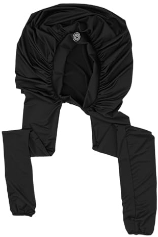 VELATEMOR 2-in-1-Haube für Lange Haare Zum Schlafen, Haarverlängerungen, Dreads, Schutz, Weiches, Atmungsaktives Material, Ideal für den Nächtlichen Gebrauch (BLACK)