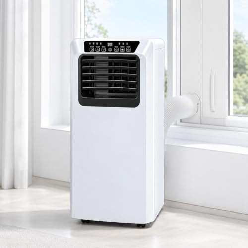 Beachtiful Climatiseur Mobile 9000 BTU avec Tuyau D'évacuation | Climatiseur Portable 3 en 1 | Fonctionnement Silencieux | Kit D'installation Fenêtre | Minuterie 24 Heures | pour Pièces Jusqu'à 20 m²