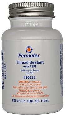 Permatex 80632 Thread Sealant with PTFE, 4 oz., Cream