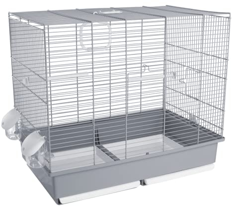 Voltrega Vidal Vogelkäfig mit grünem Boden, 58½ x 36 x 51½ cm, groß, Grau