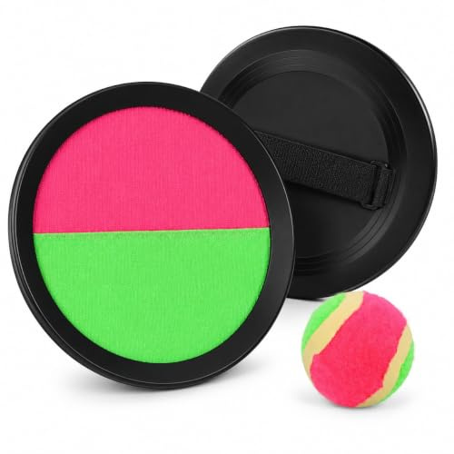Henbrandt Toss and Catch Ball Game Set - Hook and Loop Sticky Paddles | Hook and Loop Paddle Bats, Sticky Ball Target Game for Kids, Beach Garden Summer Outdoor Games for Boys and Girls