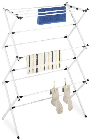 Whitmor Foldable Clothes Drying Rack: 3 Tier Laundry Drying Rack, Collapsible Drying Rack Clothing, Portable Space Saving Clothing Rack for Indoor Outdoor, 14.50 L x 29.625 W x 41.75 H, White