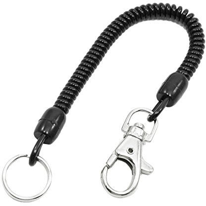 sourcing map Spiralkabel Schlüsselkette mit Karabiner schwarz Karabinerhaken Schlüsselring de