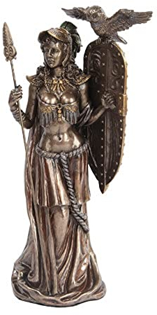 Griechische Göttin Athena W/Eule Spear & Shield Statue Skulptur figurebronze fertig