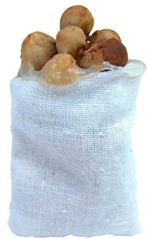 Krippenbau-Lewen Miniatur Sack mit Kartoffeln. 6 cm. Dekoration für Weihnachtskrippen.