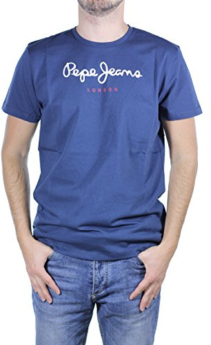 Pepe Jeans Men's Eggo Short Sleeve T-Shirt, Blue (Eton Blue), Small