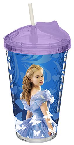 Zak! Designs Thermobecher mit ausklappbarem Strohhalm, Motiv Descendants Cinderella 16-Ounce mehrfarbig