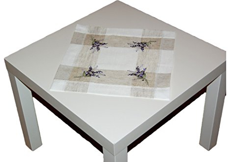 Tischdecke Leinenoptik Natur Lavendel mediterran Decke Landhaus (Deckchen 35x35 cm)