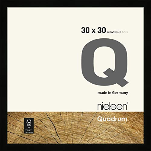 nielsen Bilderrahmen, 30 x 30 cm, Holz, Schwarz, Rahmen zum Aufhängen im Hoch- & Querformat, Echtglas, Quadrum