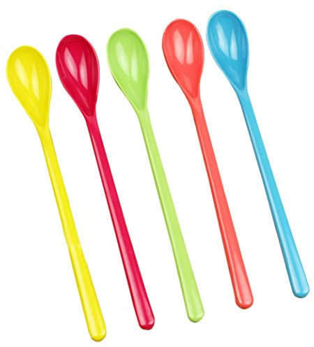 FSSTUD 5 Pièces Cuillère Longue Plastique Coloré Mélamine Cuillère à Café Dessert