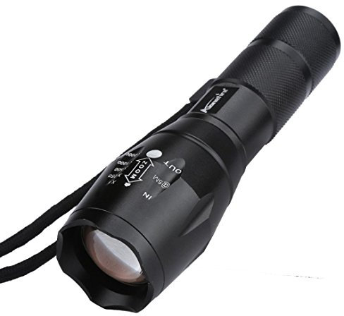 Tactical Taschenlampe, TopTen Fan-Motive 2000 Lumen Super helle 5 Modi Zoom einstellbarer Fokus LED Taschenlampen Lampe
